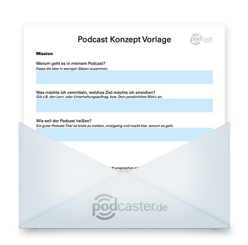 Schaugrafik für kostenloses PDF: Podcast Konzept Vorlage