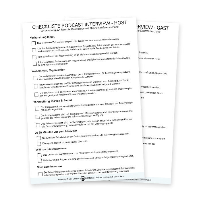 Kostenloses PDF: Checkliste für Podcast-Interviews führen Schaugrafik für kostenloses PDF: Checkliste für Podcast-Interviews führen